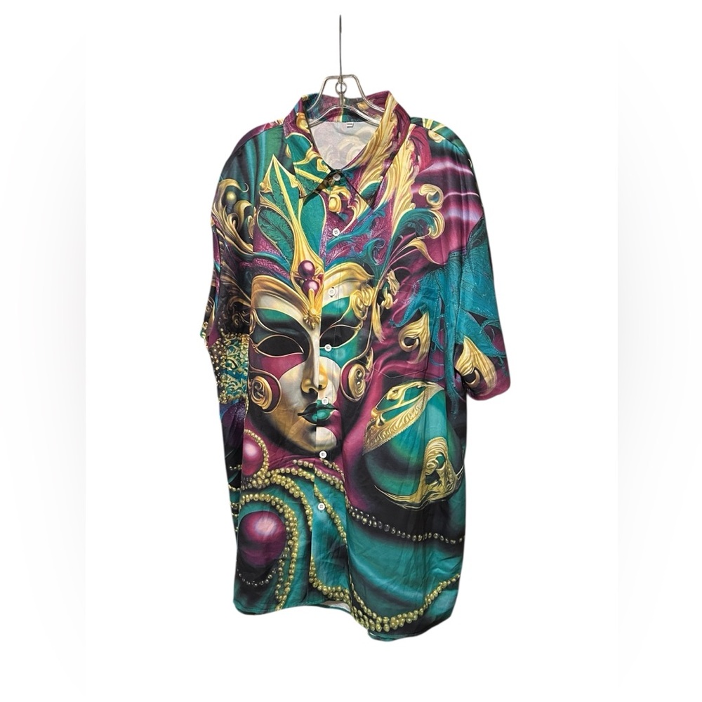 Colorful Mask Print Shirt - Picture 9 of 14
